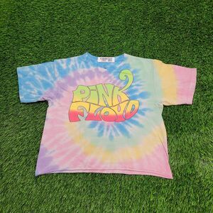 Pink-Floyd Pastel Tie-Dye Shirt Womens Medium 19x19 Cropped